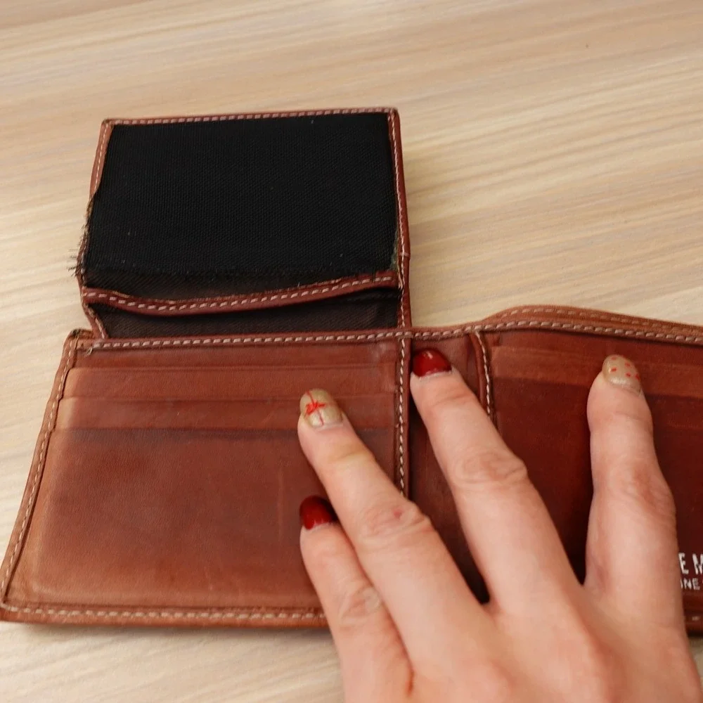 Genuine Leather Bifold Wallet Mens Tan Brown STEVE MADDEN Slim Flip ID
